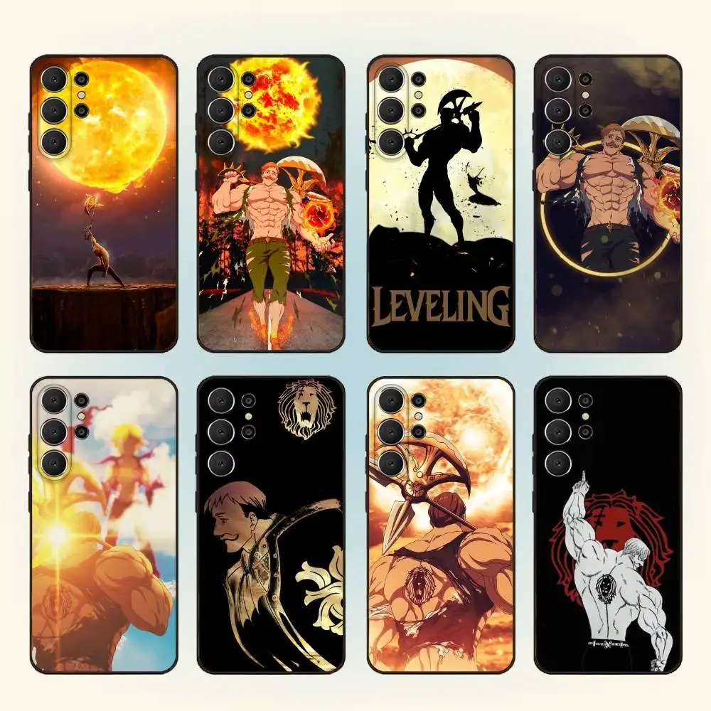 

E-Escanor Sun Cartoon Phone Case For Samsung S25,S24,S21,S22,S23,S30,Ultra,S20,FE,Lite,10,9,Black Cover