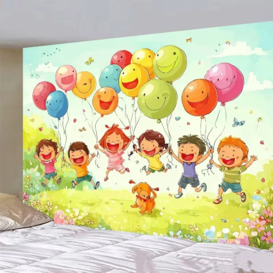 Cartoon Happy Children's Day Theme Background Feliz Día del Niño Child Party Decoration Backdrop Baby Shower Banner Supplies 2