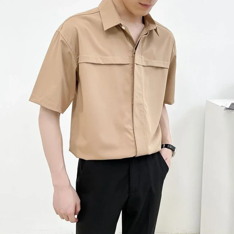 

Nylon Shirts Pants Suits for Men Plain Two Piece Set Korean Style 2025 Original Brands Outfit Novelty In Basic Man Trousers Sets