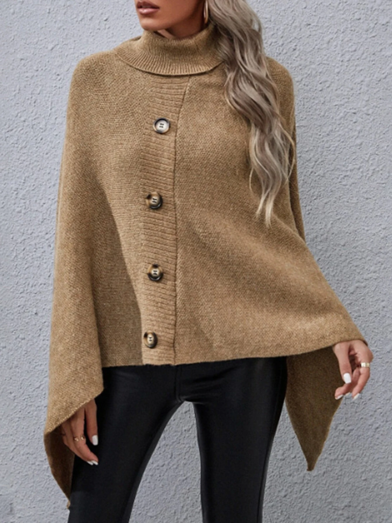 

Casual Round Neck Cloak No Decoration Women's Top Fashionable Elegant Style Spring Autumn Winter Wear