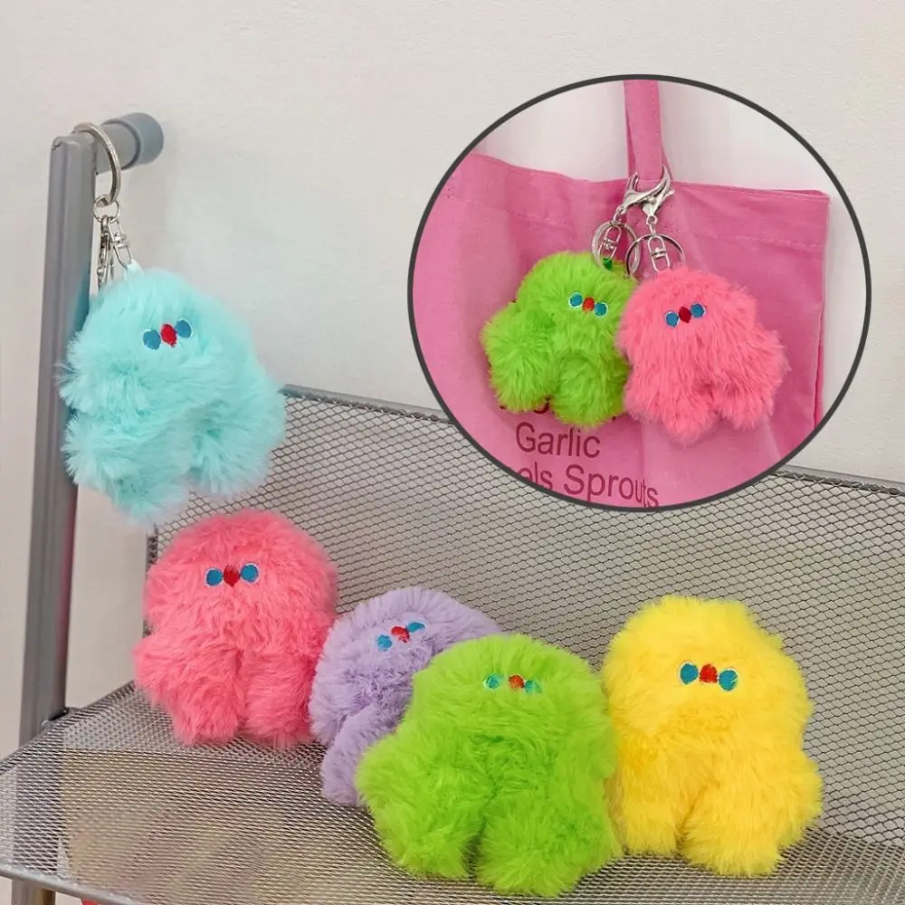 New Handbag Accessories Plush Doll Keychain Bag Ornament Cartoon Kawaii Doll Metal Keyring Creative Gift Couple Handbag Keychain