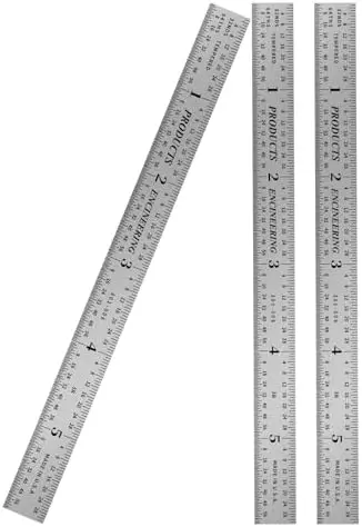 

PEC Tools 6" Steel Ruler 3-Pack – Precision Machinist Scale 1/10" to 1/64" – Tempered Metal – Made in USA