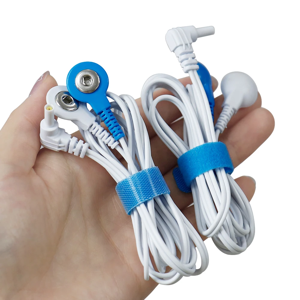 2-drożny 4-drożny masażer maszynowy Tens elektrody kabel masaż wtyczka 2/3,5 mm zatrzaskowe przewody do terapii stymulatora mięśni EMS