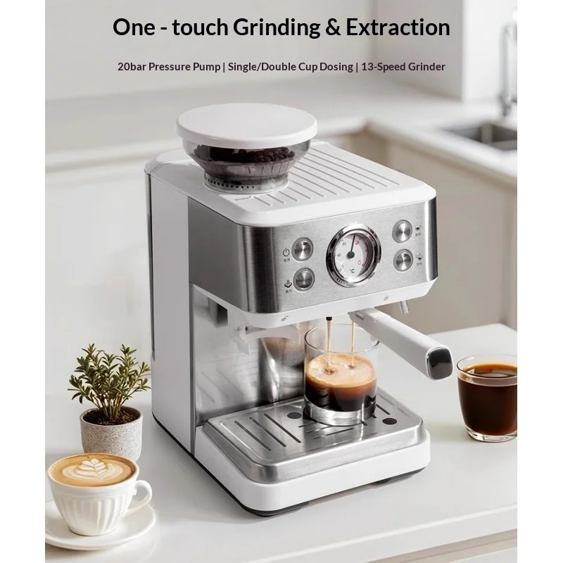IBMO Semi Automatic Espresso Coffee Machine DIY Function 20Bar Pressure Temperature Adjustable For Cappuccino & Latte H10plus