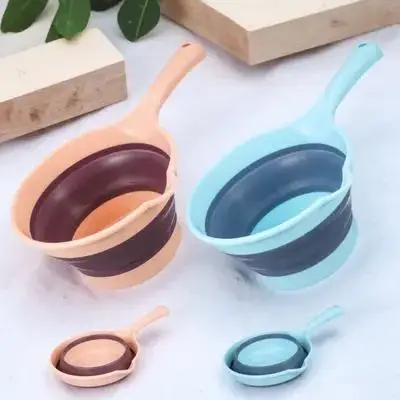 

2pcs Foldable Ladle For Kitchen Garden Home Use Smooth Surface Easy Clean Portable Water Scoop Washing Vegetables Fruits