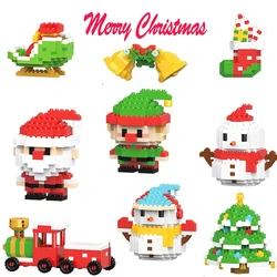 2024 New Christmas Decorations Building Block Santa Claus Reindeer Snowman Christmas Tree Blocks Children Gift