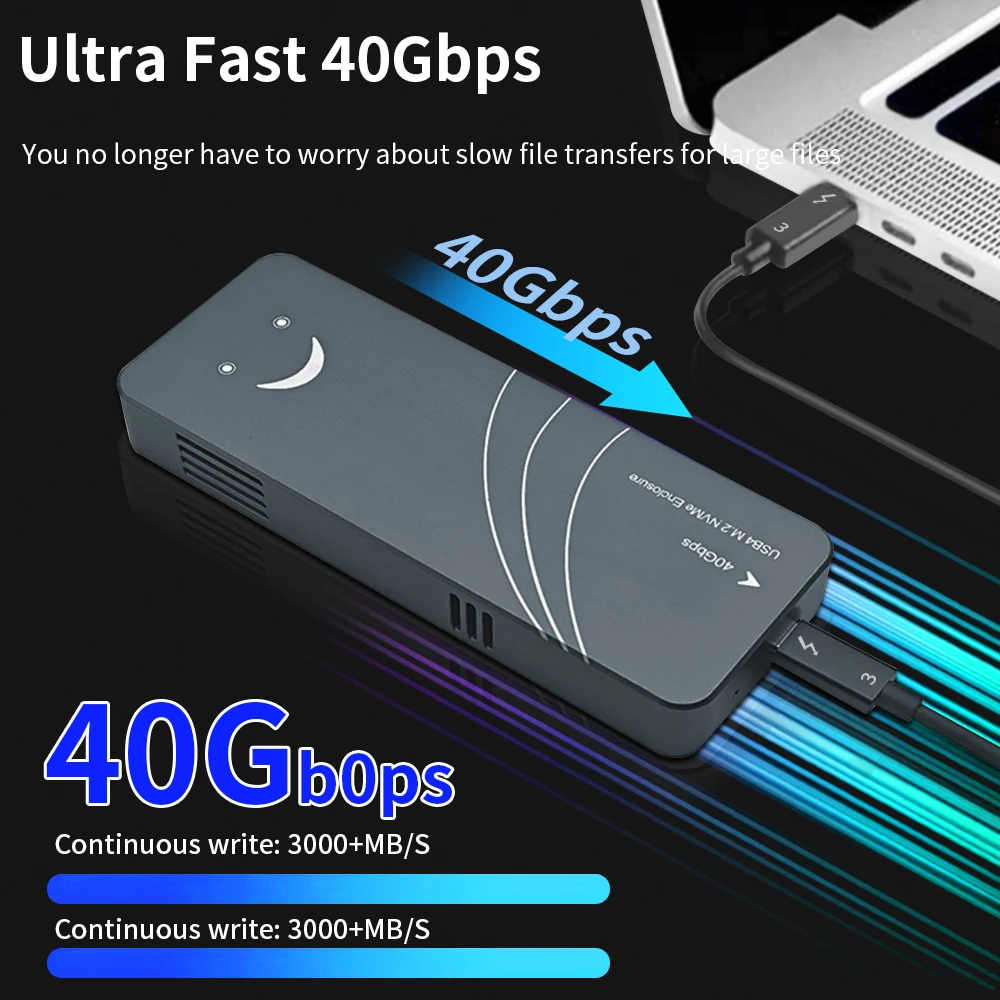 TISHRIC SSD Case USB 4.0 M.2 NVME EncloSure M.2 NVME Protocol Support Nvme M-Key B&M-Key 2280 SSD With Cooler Fan