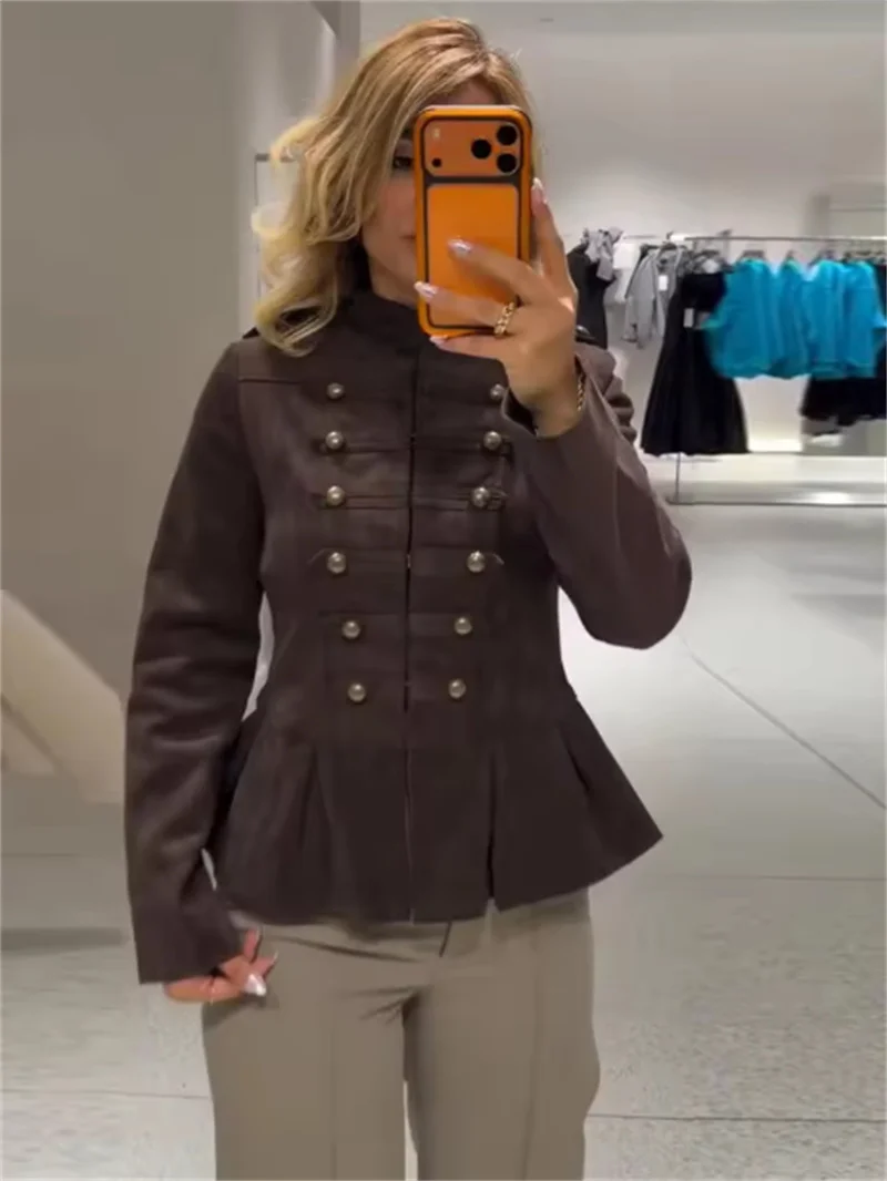 Guobioziy Women's Top 2026 Spring and Autumn New European and American Style Versatile Nine-Point Skirt Button Jacket