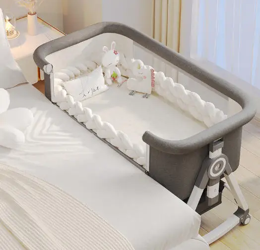 

Portable mobile foldable multifunctional crib neonatal large splicing bed