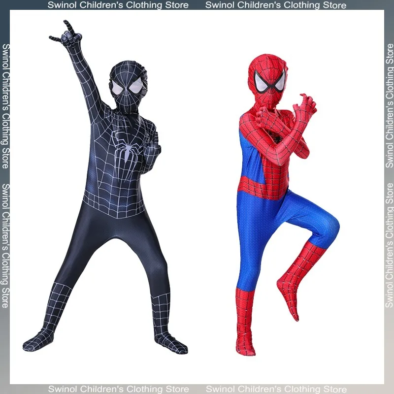 Swinol The Amazing Spider-Man Black Red Kids Onesie Superhero Cosplay Tights Party Holiday Stage Show Costumes Children Gifts