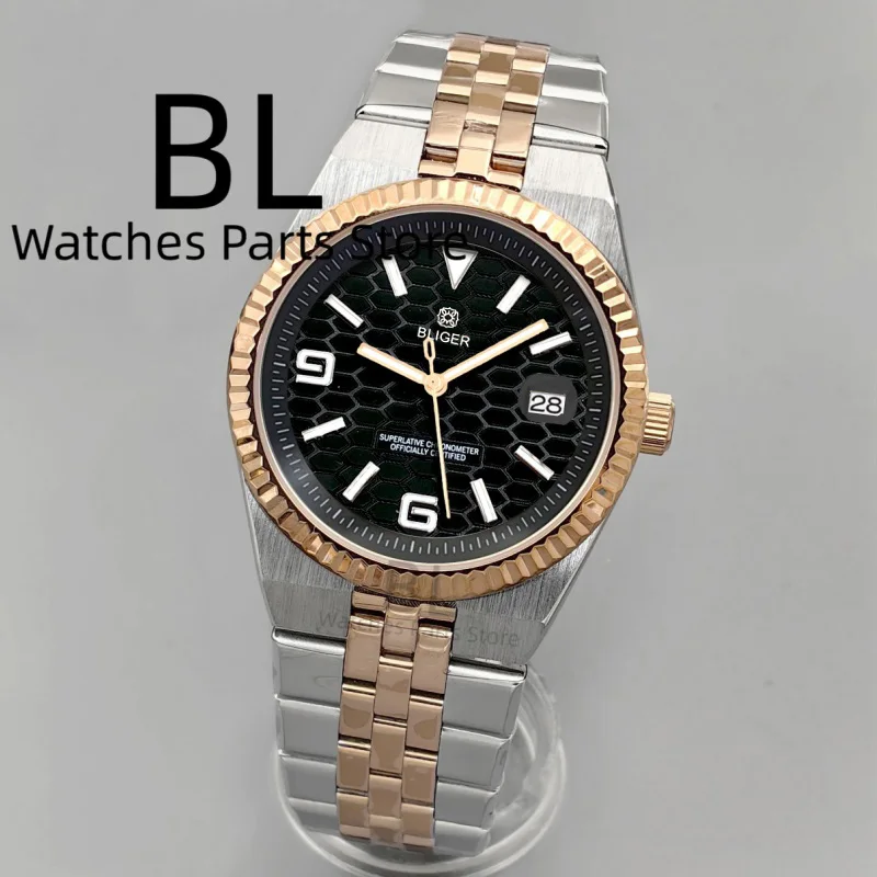 

BLIGER 36 мм 40 мм Роскошные двухцветные розово-черные NH35 Honeycomb Homage Механические наручные часы для мужчин Сапфировые часы из нержавеющей стали