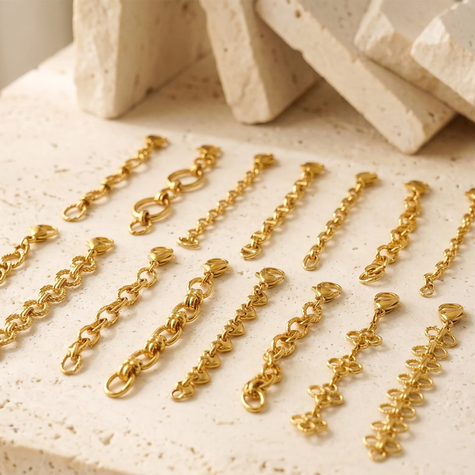2pcs 304 Stainless Steel Beach Bikini Strap Clip On Charms Pendants Jewelry Making Gold Plated Link Chain Jewelry Wholesale