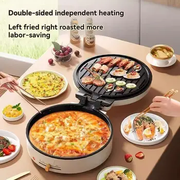 Elektrická pánev na palačinky, oboustranný ohřívač na snídani, kulatý stroj na palačinky, zavěšená pánev 10 nejlepší prodej oboustranná elektrická pánev - №2
