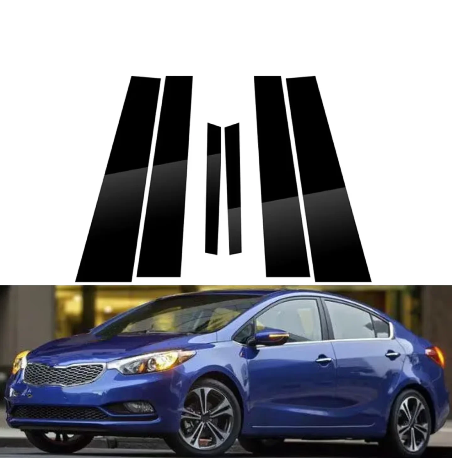 6PCS Glossy Black Pillar Posts  Fit For  KIA Forte Cerato 2014-2018 Window Door Column B C  Cover Trim Stickers