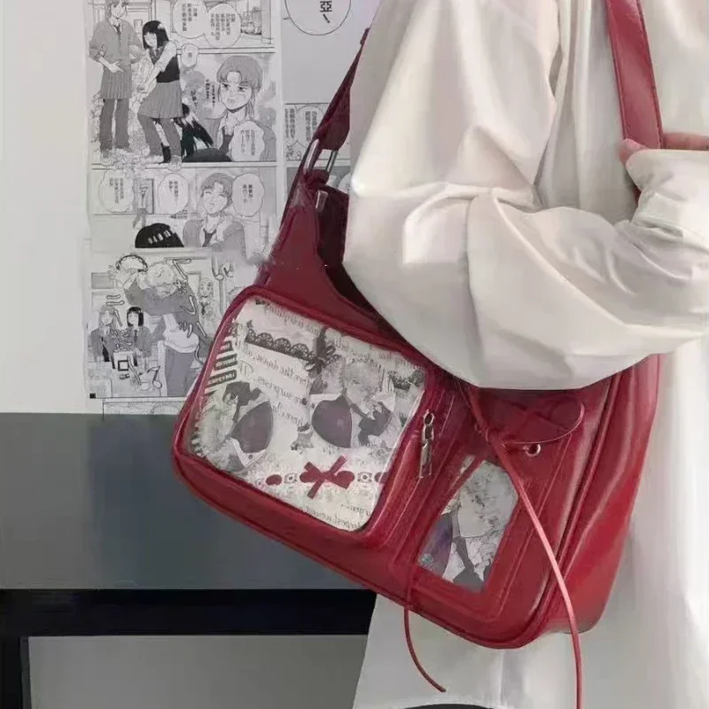 Y2k Harajuku Shoulder Bag Women Korean Transparent Ita Bag School Crossbody Bag Female Japanese Designer Preppy Handbag Purse image 3