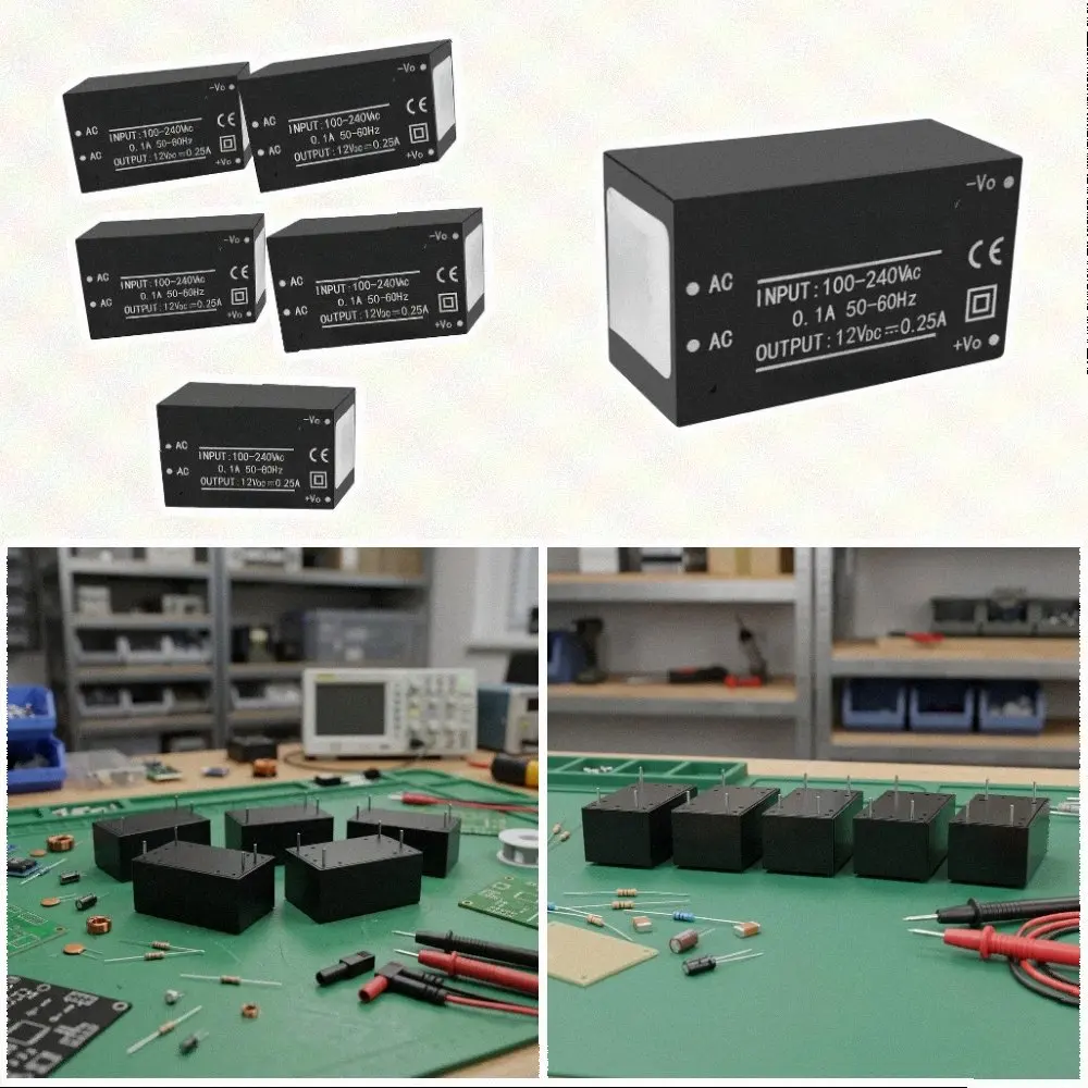 5pcs PM12 AC-DC Isolated Switching Power Supply Module 220V To 12V 250mA 3W Step Down Converter For Industrial Electronics