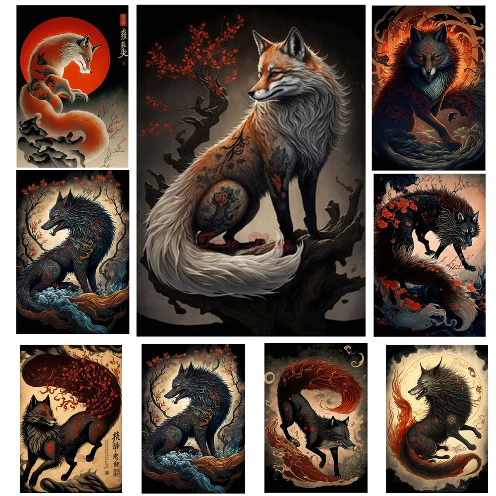 

Vicious Animal Fox DIY 5D Diamond Painting Full Drill Square Round Embroidery Mosaic Art Picture Of Rhinestones Home Decor Gifts