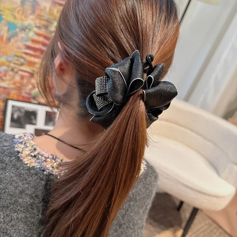 

Fabric Bow Banana Hair Clip For Women Trendy High Ponytail Clip Voluminous Hair Accessories Fashion