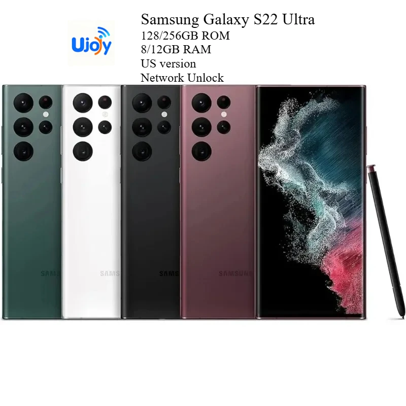네트워크 잠금 해제된 휴대폰 삼성 S22 울트라 5G 6.8인치 12GB+128/256GB 대용량 저장소 NFC 지원 고화질 휴대폰