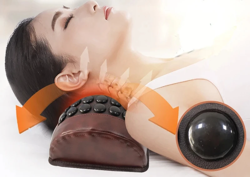 New Jade Tourmaline Massage Pillow with Heating Far Infrared Heated Massage Bolster Neck Pillow for Cervical Spine  Pain Relief