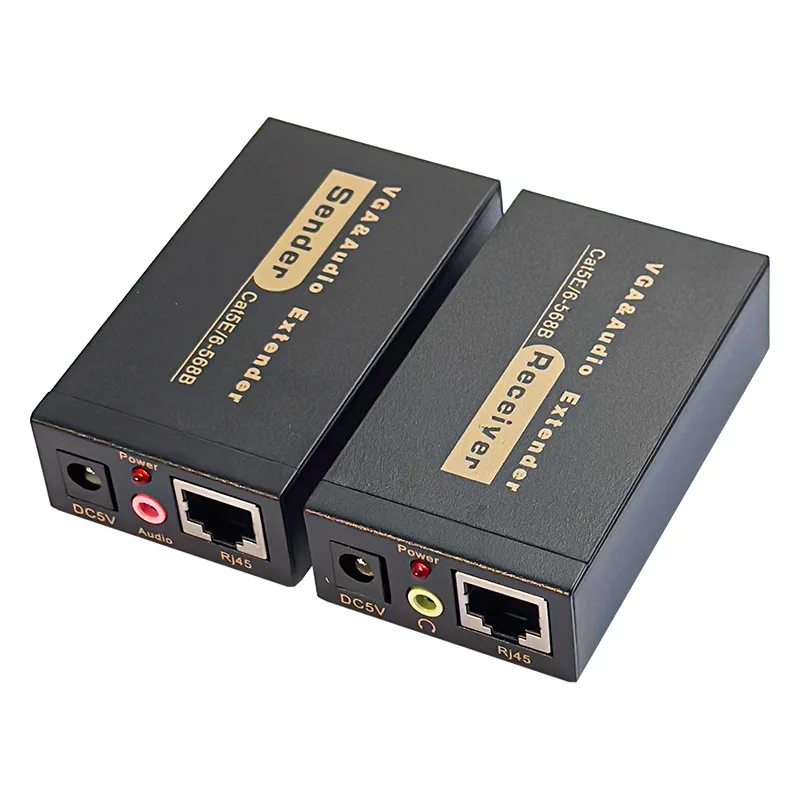 High Quality 100M 328ft VGA Video Audio Signal Extender RJ45 CAT5e/6 1080P HD Extension Adapter 1920x1440 @60Hz EU US Plug