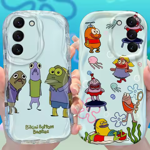 S-SpongeBobs Wave Case for Samsung Galaxy S25 S24 S23 S22 S21 Ultra Plus S20 FE A73 A72 A71 A56 A55 A54 5G A52 A52S A51 4G Cover