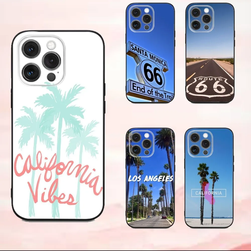 

Travel Los Angeles California Phone Case For iPhone16,se4,15,14,13,12,11,Pro,X,XS,Max,XR,Plus,Mini Soft Black Cover