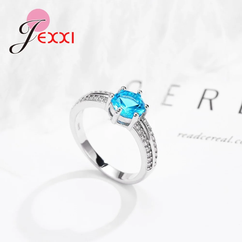 Charm 925 Sterling Silver Color Lake Green/Purple Cubic Stone For Wedding Engagement Rings Jewelry With Austrian Crystals Anillo