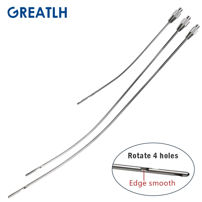 

Fat harvesting cannula for stem cells Curved Rotary 4 Holes Micro Cannula autoclavable liposuction tool