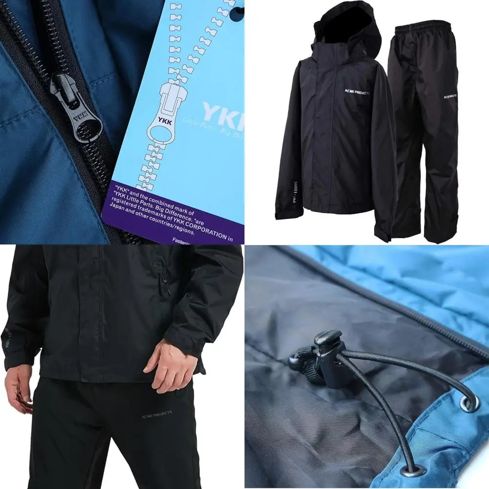 Acme Projects Traje de lluvia para hombre (chaqueta + pantalón), 100% impermeable, transpirable, costura grabada, 10000 mm/3000 gm, cremallera YKK