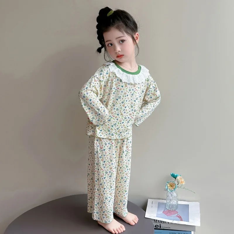 Girls' Floral Air Conditioning Set 2026 New Children's Korean Fashionable Little Girls' Home Clothes Two-piece Set