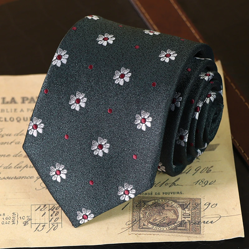 

High Quality Retro Style Floral Pattern Tie For Men's Formal Business Banquet Shirt Accessories 7.5CM Wide Handmade Knotted Tie
