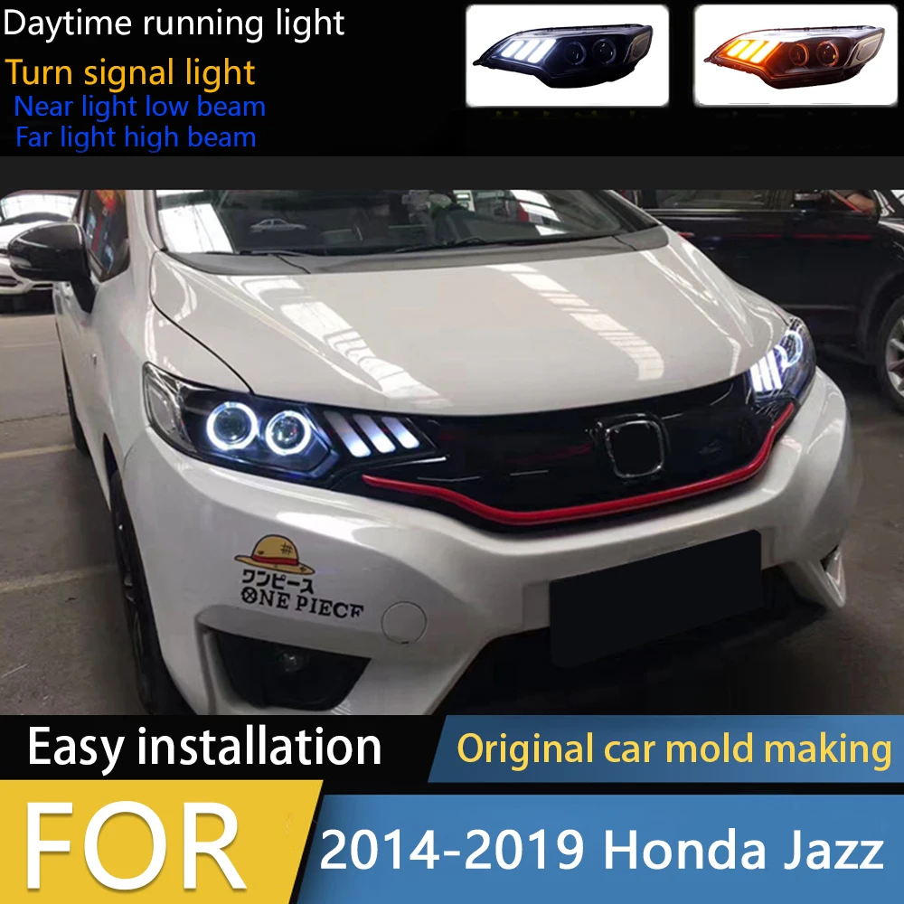 

Car Styling Head Lamp for Honda Jazz Headlights 2014-2019 New Fit LED Headlight DRL Hid Bi Xenon Auto Accessories
