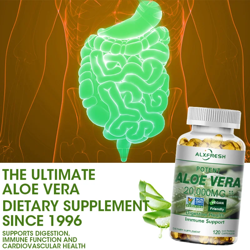 Alxfresh Aloe Vera Capsules Support Intestinal Digestion Weight Loss Immune Function Support Cardiovascular & Joint Health