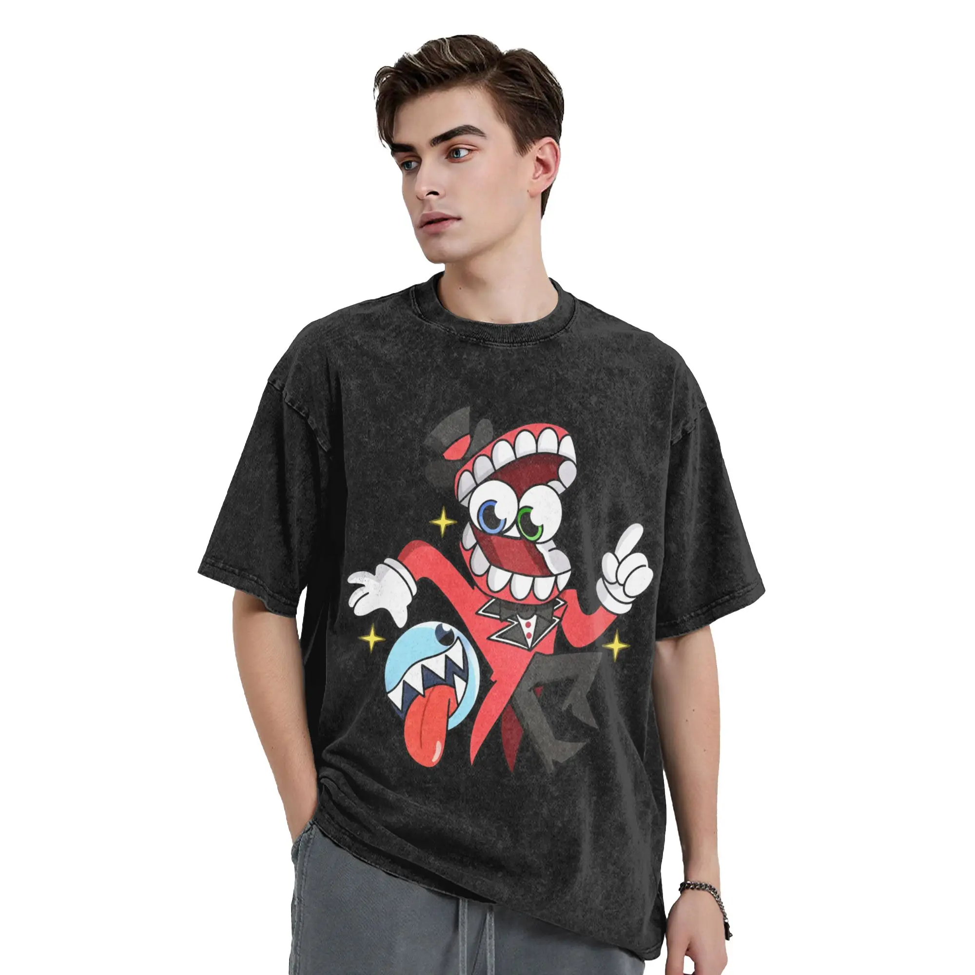 Caine Cartoon Digitals Circus Washed T Shirts Streetwear Vintage T-Shirts Tee Shirt Men Women Short Sleeve Oversize Summer