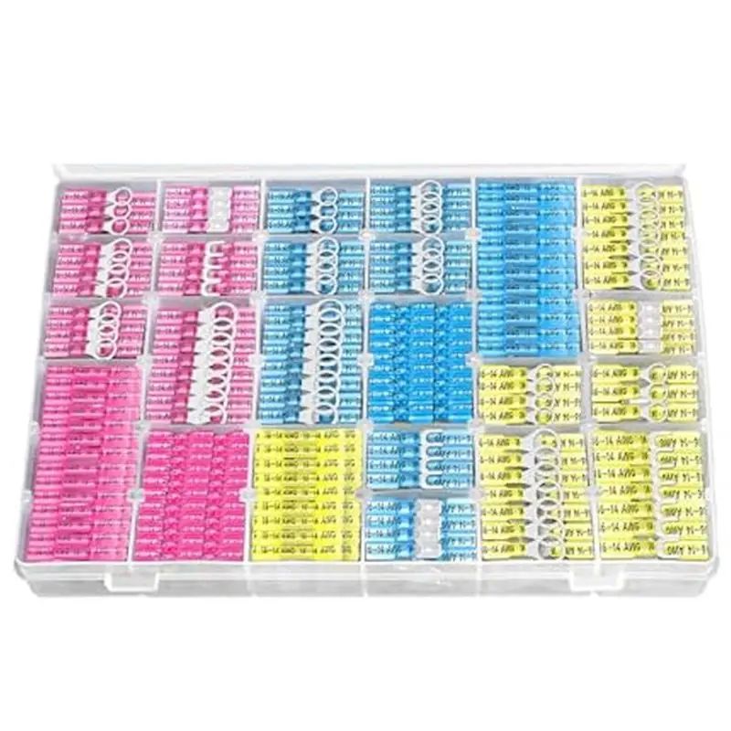 B52C Insulated Spade Connectors 720PC Heat Shrink Wire Connectors, Electrical Waterproof Crimp Butt Terminals For Marine Truck