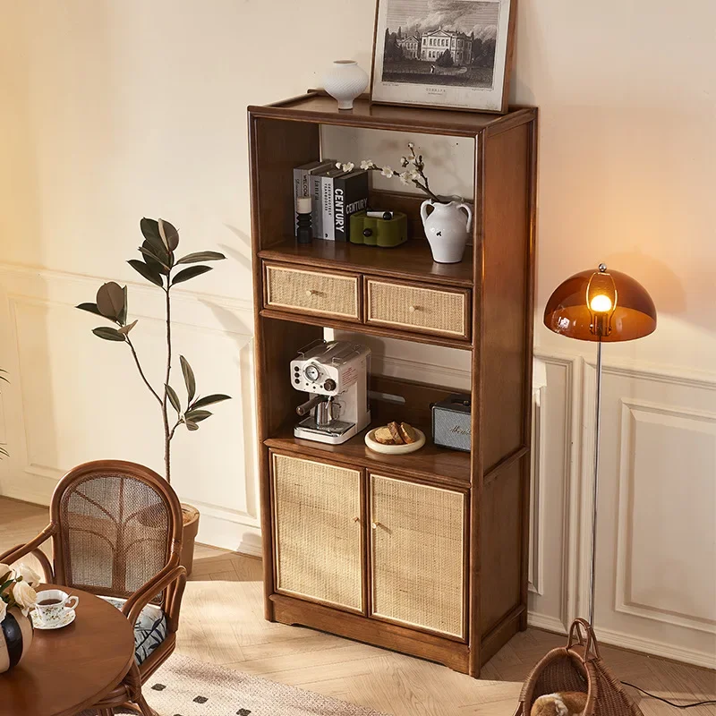 خزانة جانبية لتناول الطعام من الخشب الصلب الصيني الجديد، باب خزانة مزدوج للشقة الصغيرة مع درج