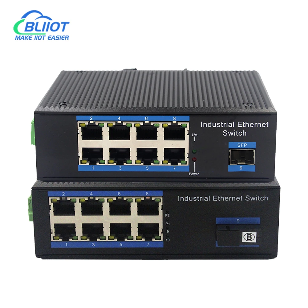 BLiiot POE Network switch Industrial Switches 8xRJ45 for ip camera 100/1000 BaseTX  SFP SC ST FC