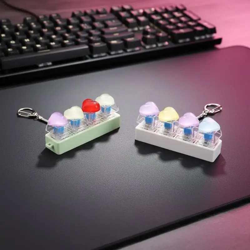 Anti Stress Fidget Keychain Cute Heart Shaped Keyboard Design Bag Pendant Lovely Small Gift for Classmates Friends