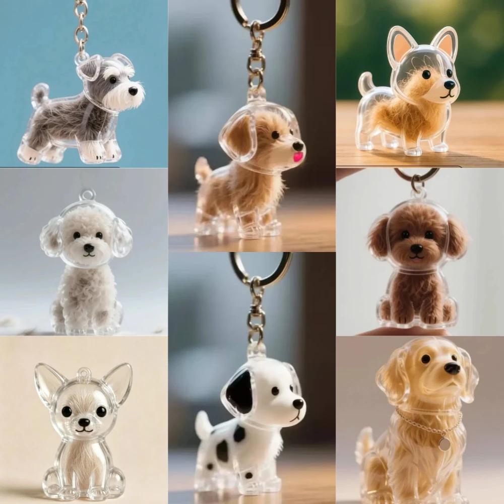 Dog Hair Storage Pendant Cute Keychain Bag Pendant Couple Car Key Chains Jewelry Souvenir Collection Gift Decoration Accessories