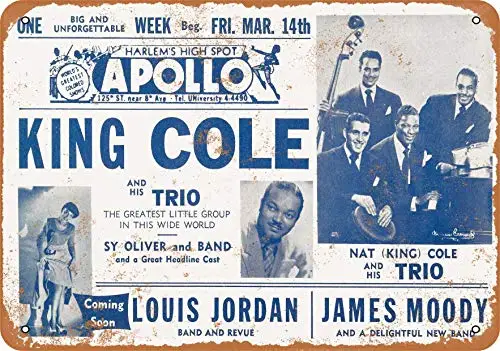 Wall-Color  Metal Sign - 1945 NAT King Cole at The Apollo Harlem - Vintage Look
