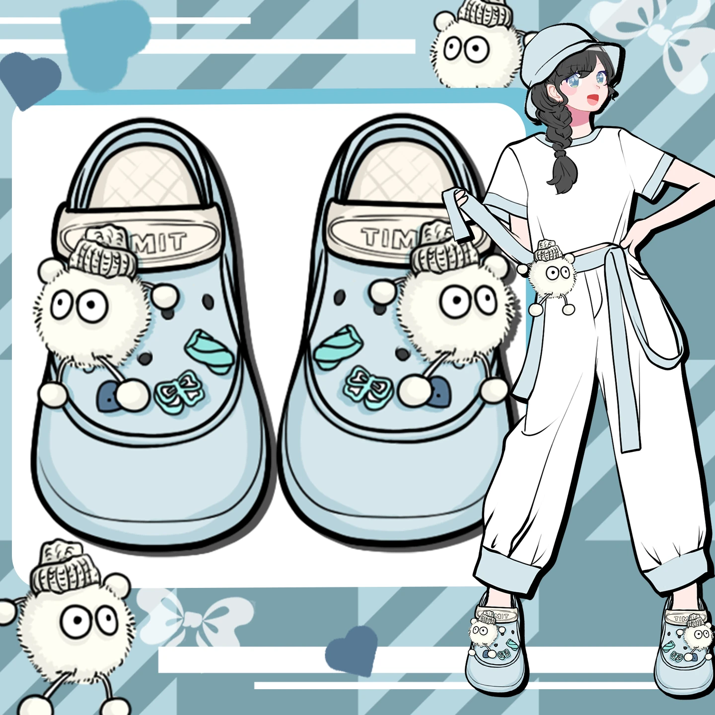 

Очаровательные сандалии с подвесками «Эми и Майкл», женская массивная пляжная обувь, милые синие уличные тапочки для девочек, нескользящая обувь