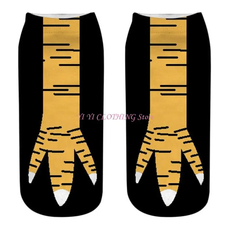 

N5KF High Elasticity Chicken Claw Pattern Printed Ankle Socks for Everyday Wear