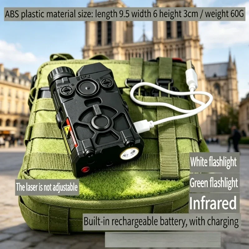 OGL Tactical Laser Sight Flashlight Combo Red Green Laser USB Charging for CS Game Toy Gun Airsoft Rifle 20mm Rail