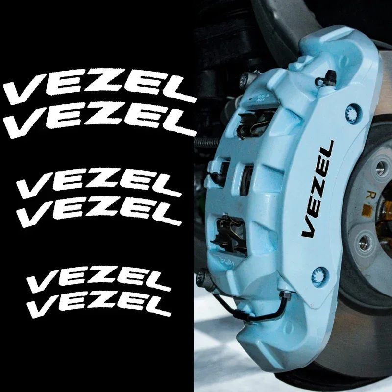 6pcs Waterproof Car Brake Caliper Sticker for Honda VEZEL Emblem Heat Resistant Wheel Hub Decorative Vinyl Decals Accessories