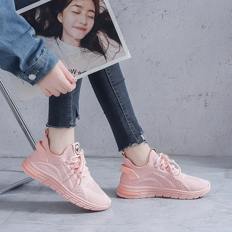 2024 Spring New Women\'s Shoes Sneakers Korean Style Breathable Sports Casual Shoes Women Solid Color Air Mesh Woman Shoe