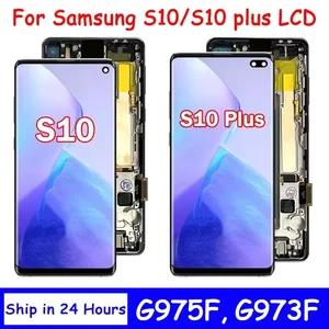 Bilashmart TFT Quality with Frame Samsung S10 Plus S10+ G975F Lcd Display Digital Touch Screen Samsung S10 G973F Screen Replacement