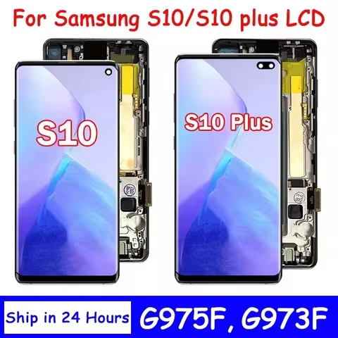 TFT Quality with Frame for Samsung S10 Plus S10+ G975F Lcd Display Digital Touch Screen for Samsung S10 G973F Screen Replacement