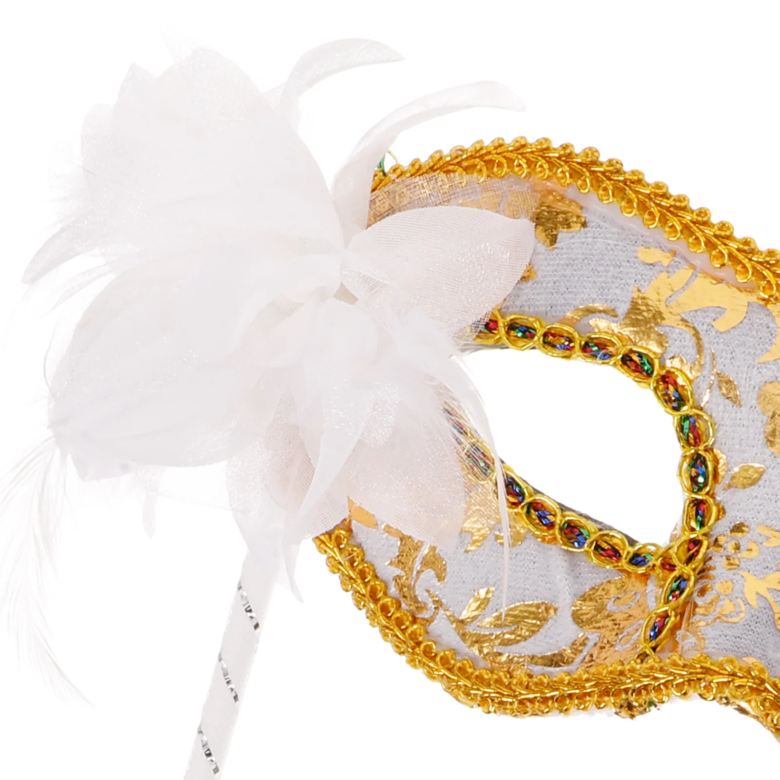 

Half Face H held Mask White Masquerade Masks for Women Lightweight Durable Material Costume Party Props Decorations