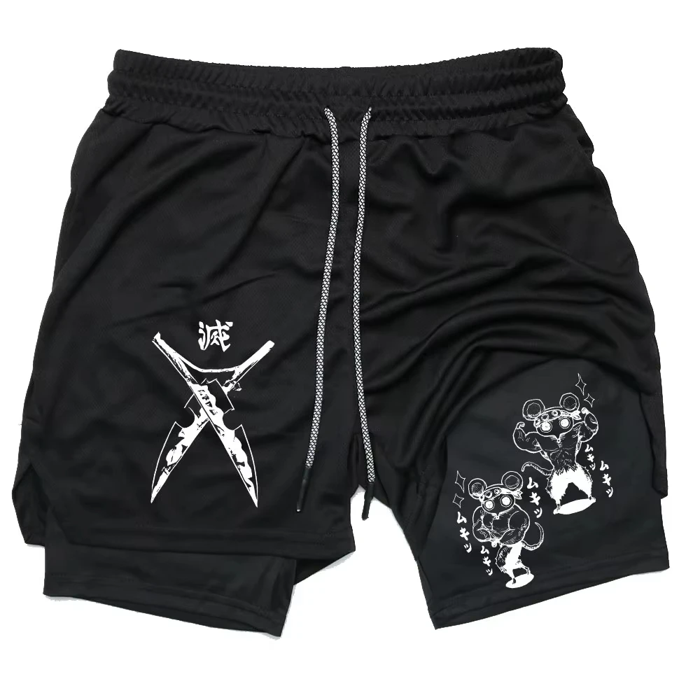 Men's Compression Shorts Anime Demon Killer Printed Beach Shorts Fitness Running Quick Drying Shorts Summer Motocross ZY0035